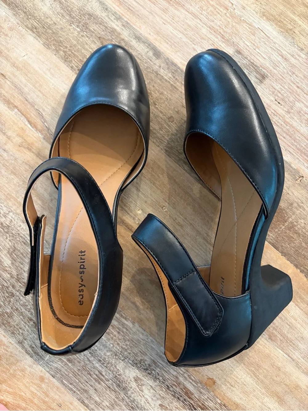 Easy Spirit Casity Mary Jane Pumps Black Size 8.5M Chunky Heel Comfort Strap